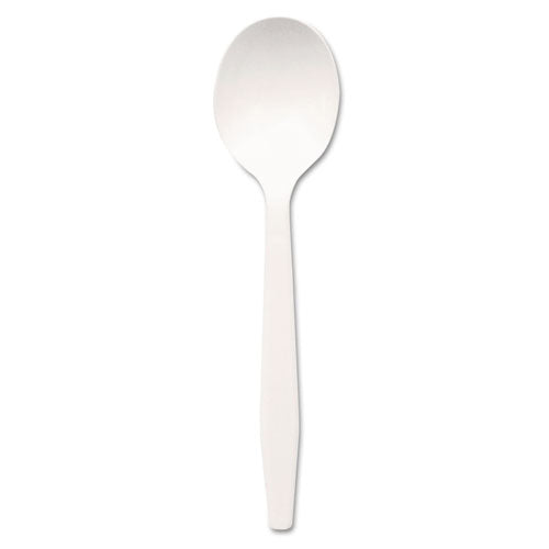 Dixie Plastic Cutlery, Mediumweight Soup Spoons, White, 1,000-Carton PSM21