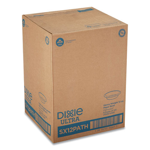 Dixie Pathways Heavyweight Paper Bowls, 12 oz, Green-Burgundy, 1,000-Carton SX12PATH