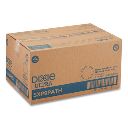 Dixie Pathways Soak Proof Shield Heavyweight Paper Plates, WiseSize, 8.5" dia, Green-Burgundy, 500-Carton SXP9PATH