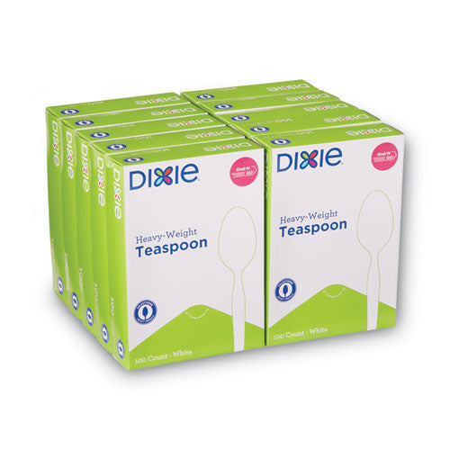 Dixie Plastic Cutlery, Heavyweight Teaspoons, White, 1,000-Carton TH207