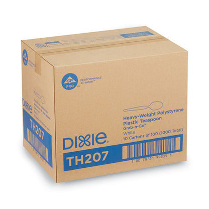 Dixie Plastic Cutlery, Heavyweight Teaspoons, White, 1,000-Carton TH207