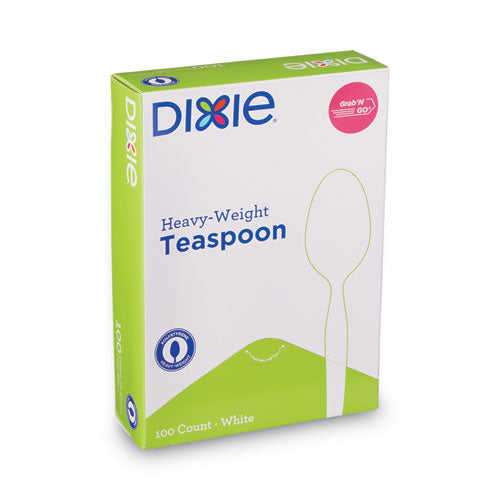 Dixie Plastic Cutlery, Heavyweight Teaspoons, White, 100-Box TH207