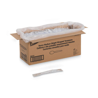 Dixie Individually Wrapped Mediumweight Polystyrene Cutlery, Teaspoons, White, 1,000-Carton TM23C7