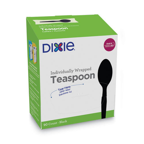 Dixie Grabâ€™N Go Wrapped Cutlery, Teaspoons, Black, 90-Box, 6 Box-Carton TM5W540