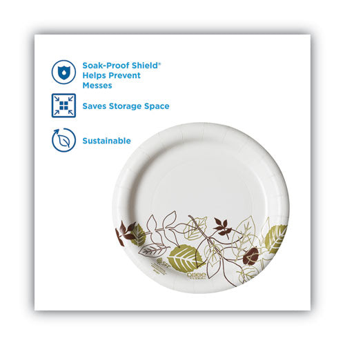 Dixie Pathways Soak-Proof Shield Mediumweight Paper Plates, WiseSize, 6.88" dia, Green-Burgundy, 500-Carton UX7WS