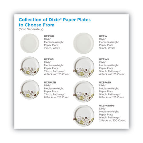 Dixie Pathways Soak-Proof Shield Mediumweight Paper Plates, WiseSize, 6.88" dia, Green-Burgundy, 500-Carton UX7WS