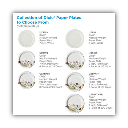 Dixie Pathways Soak-Proof Shield Mediumweight Paper Plates, WiseSize, 6.88" dia, Green-Burgundy, 500-Carton UX7WS