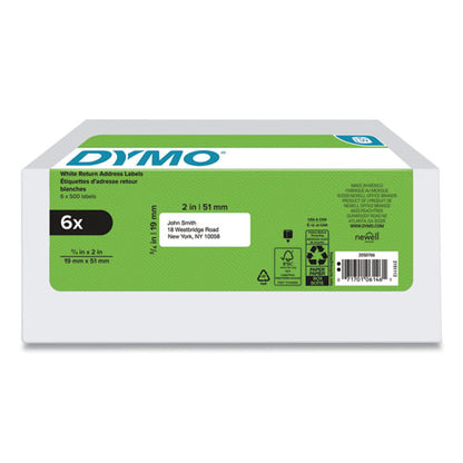 DYMO LW Address Labels, 0.75" x 2", White, 500-Roll, 6 Rolls-Pack 2050766