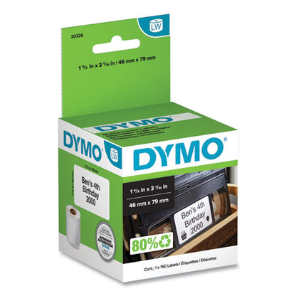 DYMO LabelWriter VHS Top Labels, 1.8" x 3.1", White, 150 Labels-Roll 30326