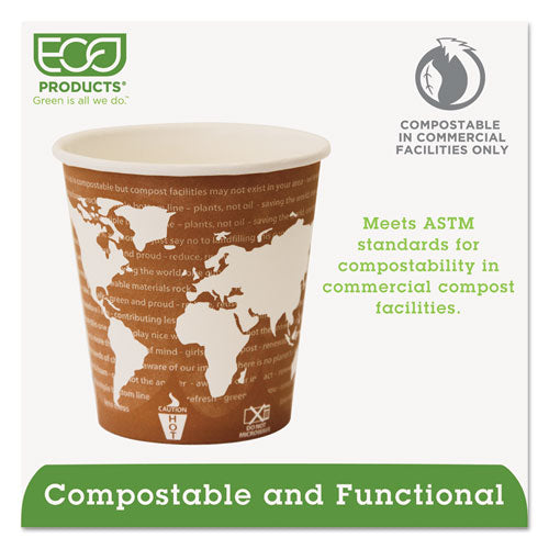 Eco-Products World Art Renewable and Compostable Hot Cups, 10 oz, 50-Pack, 20 Packs-Carton EP-BHC10-WA