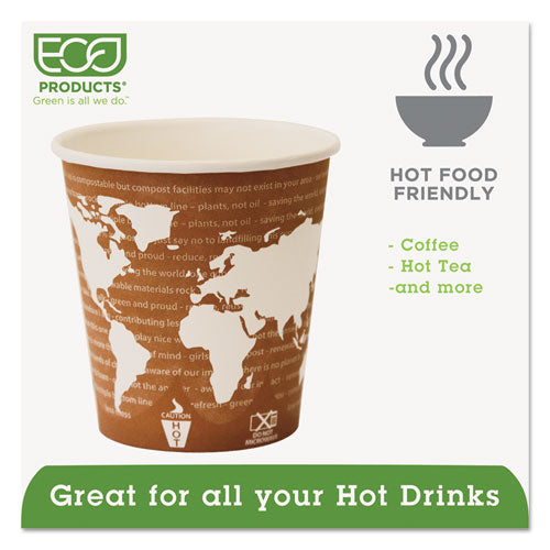 Eco-Products World Art Renewable and Compostable Hot Cups, 10 oz, 50-Pack, 20 Packs-Carton EP-BHC10-WA