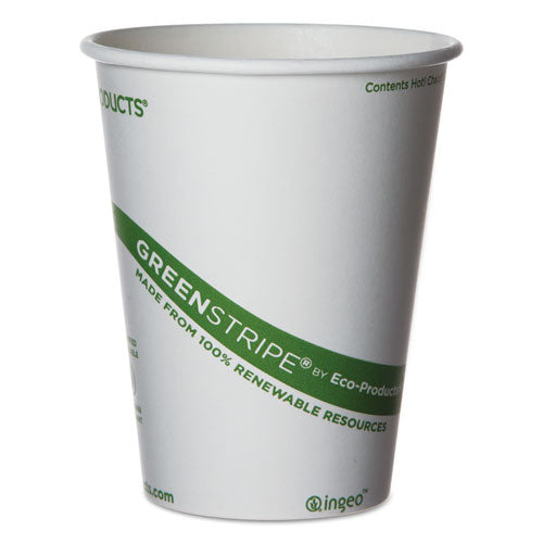 Eco-Products GreenStripe Renewable and Compostable Hot Cups, 12 oz, 50-Pack, 20 Packs-Carton EP-BHC12-GS
