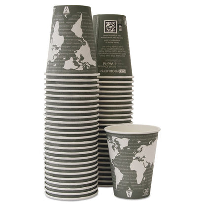 Eco-Products World Art Renewable and Compostable Hot Cups, 12 oz, Gray, 50-Pack EP-BHC12-WAPK