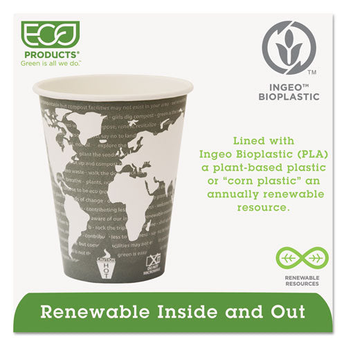 Eco-Products World Art Renewable and Compostable Hot Cups, 12 oz, 50-Pack, 20 Packs-Carton EP-BHC12-WA