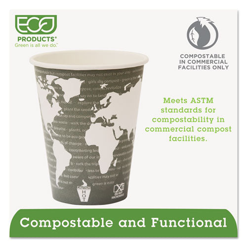 Eco-Products World Art Renewable and Compostable Hot Cups, 12 oz, 50-Pack, 20 Packs-Carton EP-BHC12-WA