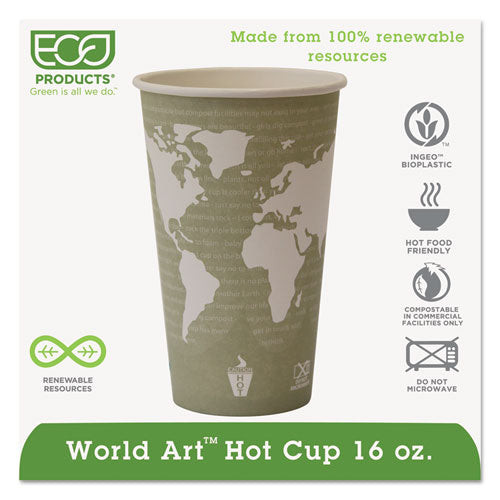 Eco-Products World Art Renewable and Compostable Hot Cups, 16 oz, 50-Pack, 20 Packs-Carton EP-BHC16-WA