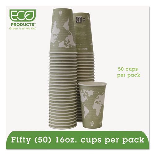 Eco-Products World Art Renewable and Compostable Hot Cups, 16 oz, Moss, 50-Pack EP-BHC16-WAPK
