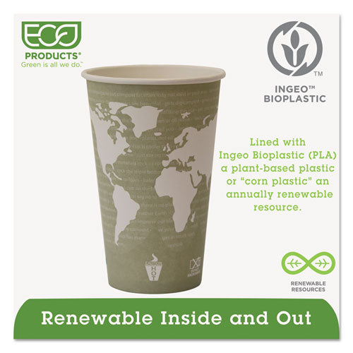 Eco-Products World Art Renewable and Compostable Hot Cups, 16 oz, 50-Pack, 20 Packs-Carton EP-BHC16-WA