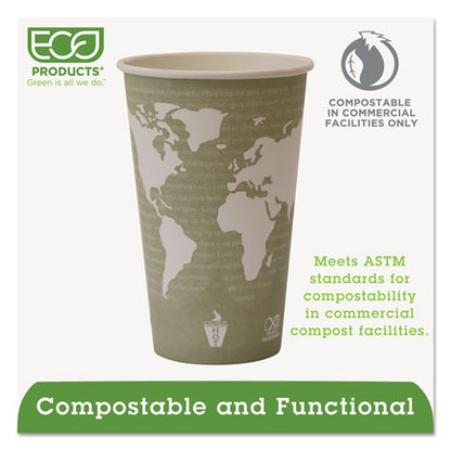 Eco-Products World Art Renewable and Compostable Hot Cups, 16 oz, 50-Pack, 20 Packs-Carton EP-BHC16-WA