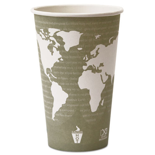 Eco-Products World Art Renewable and Compostable Hot Cups, 16 oz, 50-Pack, 20 Packs-Carton EP-BHC16-WA