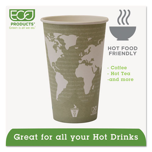 Eco-Products World Art Renewable and Compostable Hot Cups, 16 oz, 50-Pack, 20 Packs-Carton EP-BHC16-WA