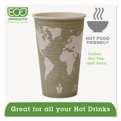 Eco-Products World Art Renewable and Compostable Hot Cups, 16 oz, 50-Pack, 20 Packs-Carton EP-BHC16-WA