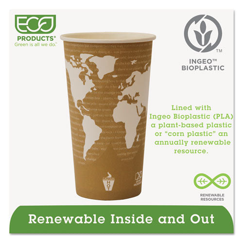 Eco-Products World Art Renewable and Compostable Hot Cups, 20 oz, 50-Pack, 20 Packs-Carton EP-BHC20-WA