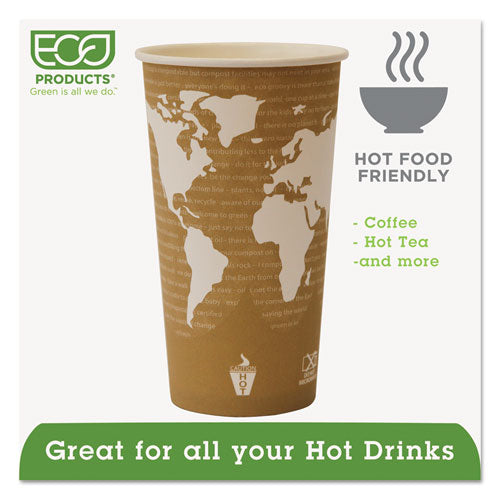 Eco-Products World Art Renewable and Compostable Hot Cups, 20 oz, 50-Pack, 20 Packs-Carton EP-BHC20-WA