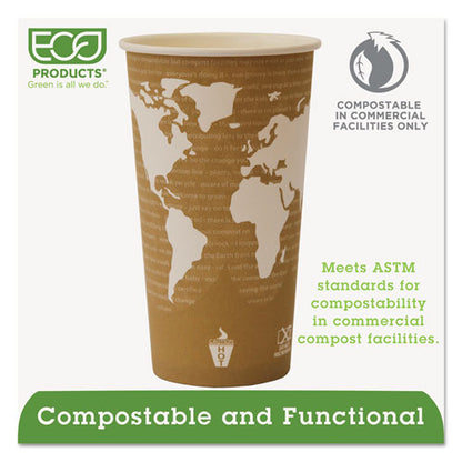 Eco-Products World Art Renewable and Compostable Hot Cups, 20 oz, 50-Pack, 20 Packs-Carton EP-BHC20-WA