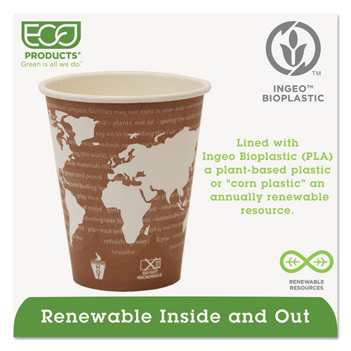 Eco-Products World Art Renewable and Compostable Hot Cups, 8 oz, 50-Pack, 20 Packs-Carton EP-BHC8-WA