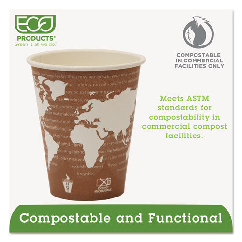 Eco-Products World Art Renewable and Compostable Hot Cups, 8 oz, 50-Pack, 20 Packs-Carton EP-BHC8-WA