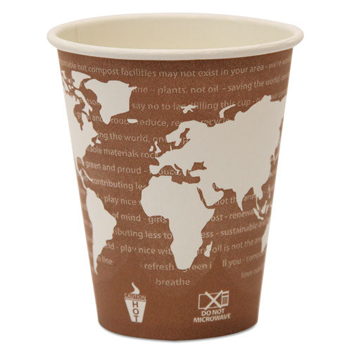 Eco-Products World Art Renewable and Compostable Hot Cups, 8 oz, 50-Pack, 20 Packs-Carton EP-BHC8-WA