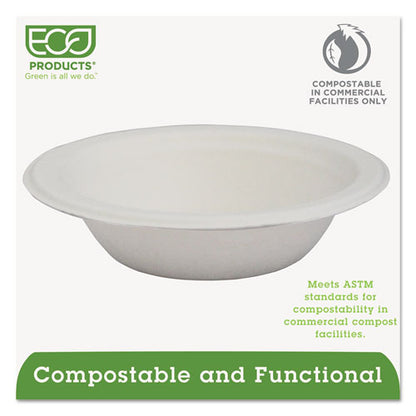 Eco-Products Renewable and Compostable Sugarcane Bowls, 12 oz, Natural White, 50-Pack, 20 Packs-Carton EP-BL12