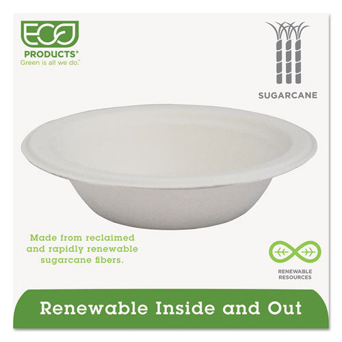 Eco-Products Renewable and Compostable Sugarcane Bowls, 12 oz, Natural White, 50-Pack, 20 Packs-Carton EP-BL12