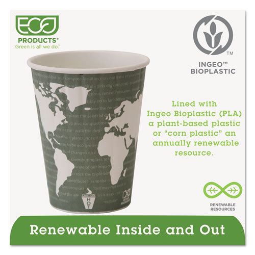Eco-Products World Art Renewable and Compostable Insulated Hot Cups, PLA, 12 oz, 40-Packs, 15 Packs-Carton EP-BNHC12-WD