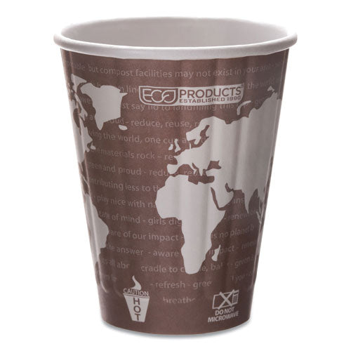 Eco-Products World Art Renewable and Compostable Insulated Hot Cups, PLA, 8 oz, 40-Pack, 20 Packs-Carton EP-BNHC8-WD