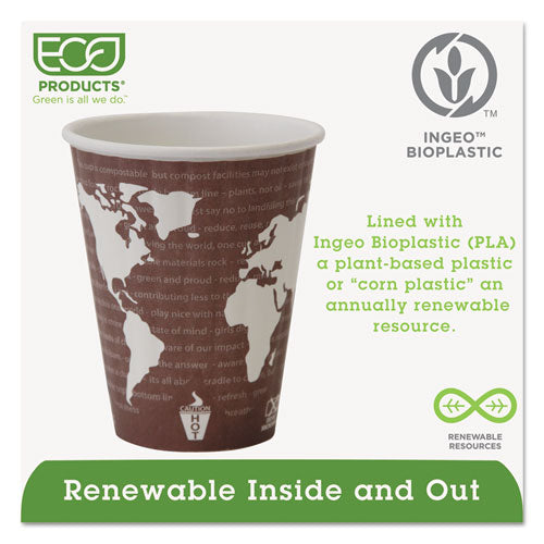 Eco-Products World Art Renewable and Compostable Insulated Hot Cups, PLA, 8 oz, 40-Pack, 20 Packs-Carton EP-BNHC8-WD