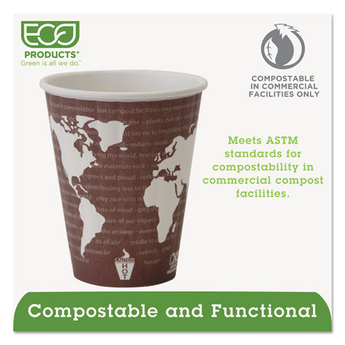 Eco-Products World Art Renewable and Compostable Insulated Hot Cups, PLA, 8 oz, 40-Pack, 20 Packs-Carton EP-BNHC8-WD