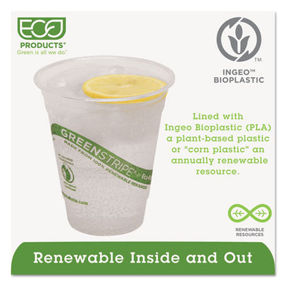 Eco-Products GreenStripe Renewable and Compostable Cold Cups, 12 oz, Clear, 50-Pack, 20 Packs-Carton EP-CC12-GS
