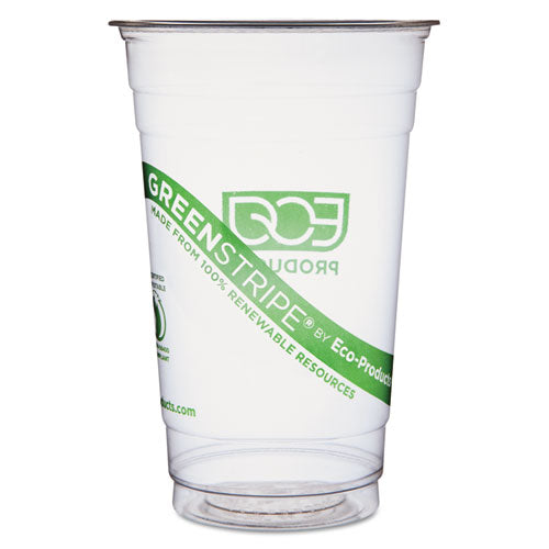 Eco-Products GreenStripe Renewable and Compostable Cold Cups, 20 oz, Clear, 50-Pack, 20 Packs-Carton EP-CC20-GS