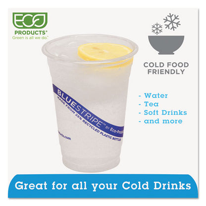 Eco-Products BlueStripe 25% Recycled Content Cold Cups, 16 oz, Clear-Blue, 50-Pack, 20 Packs-Carton EP-CR16