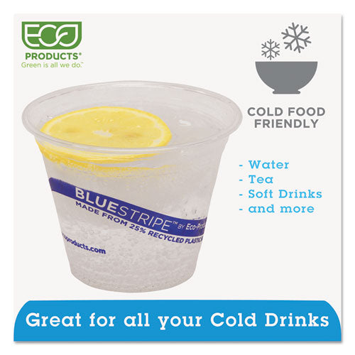 Eco-Products BlueStripe 25% Recycled Content Cold Cups, 9 oz, Clear-Blue, 50-Pack, 20 Packs-Carton EP-CR9
