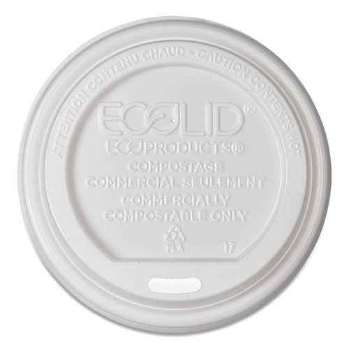 Eco-Products EcoLid Renewable-Compostable Hot Cup Lids, PLA, Fits 8 oz Hot Cups, 50-Packs, 16 Packs-Carton EP-ECOLID-8