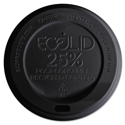 Eco-Products EcoLid 25% Recycled Content Hot Cup Lid, Black, Fits 10 oz to 20 oz Cups, 100-Pack, 10 Packs-Carton EP-HL16-BR