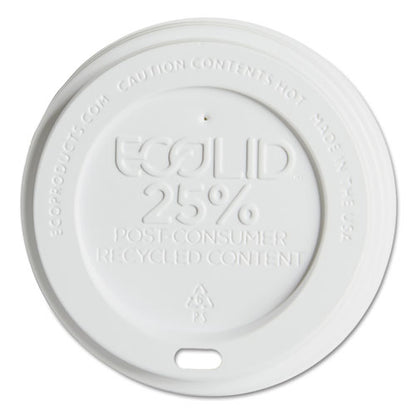 Eco-Products EcoLid 25% Recyycled Content Hot Cup Lid, White, Fits 10 oz to 20 oz Cups, 100-Pack, 10 Packs-Carton EP-HL16-WR