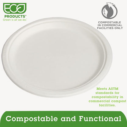 Eco-Products Renewable and Compostable Sugarcane Plates, 10" dia, Natural White, 500-Carton EP-P005