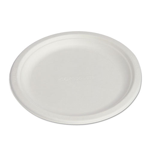 Eco-Products Renewable and Compostable Sugarcane Plates, 9" dia, Natural White, 500-Carton EP-P013