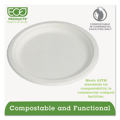 Eco-Products Renewable and Compostable Sugarcane Plates, 9" dia, Natural White, 500-Carton EP-P013