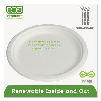 Eco-Products Renewable and Compostable Sugarcane Plates, 9" dia, Natural White, 500-Carton EP-P013