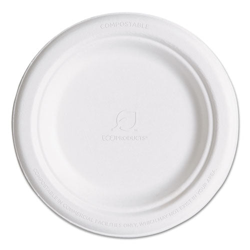Eco-Products Renewable and Compostable Sugarcane Plates, 6" dia, Natural White, 1,000-Carton EP-P016